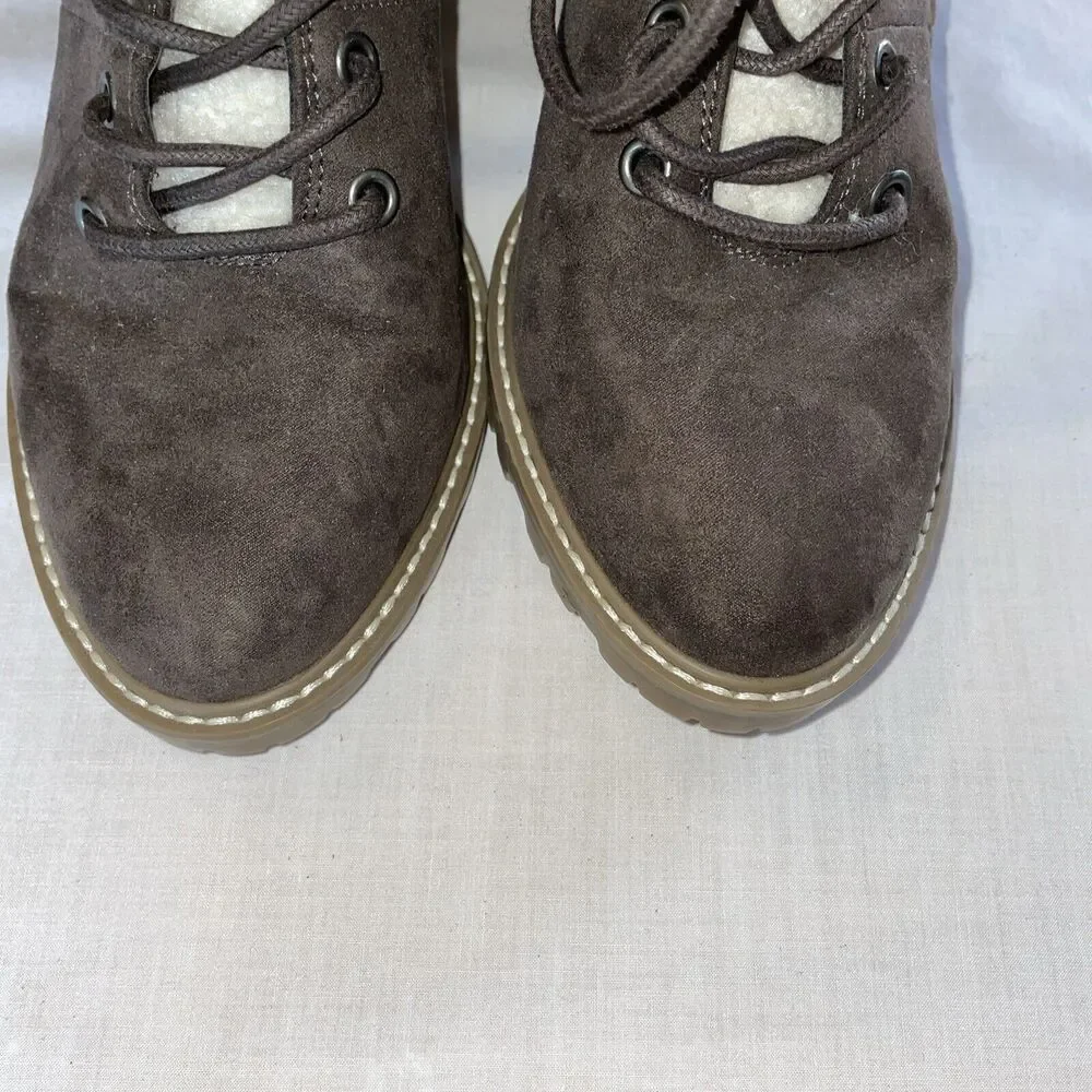 Universal Threads Heeled Booties Womens Size 9.5 Medium Brown Lace Up Block Heel